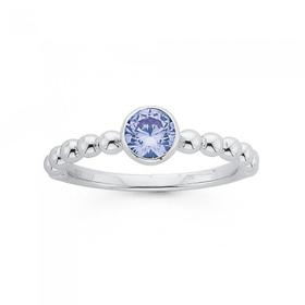 Silver-Round-Lavender-Bezel-Set-Cubic-Zirconia-Friendship-Ring on sale