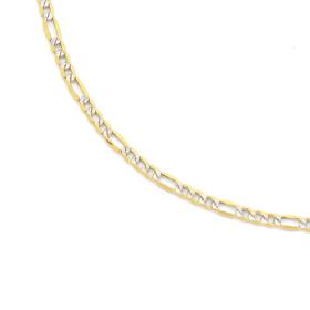 9ct+Two+Tone+50cm+Figaro+3%2B1+Chain