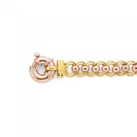 9ct-Yellow-Rose-Gold-19cm-Solid-Rollo-Bolt-Ring-Bracelet on sale