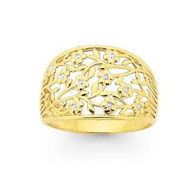 9ct-Gold-Two-Tone-Flower-Vine-Ring on sale