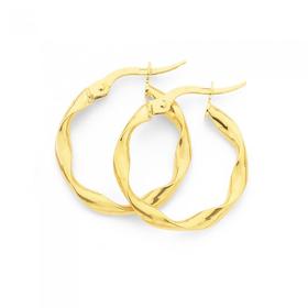 9ct-Gold-3x15mm-Twist-Hoop-Earrings on sale