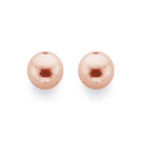 9ct+Rose+Gold+6mm+Ball+Studs