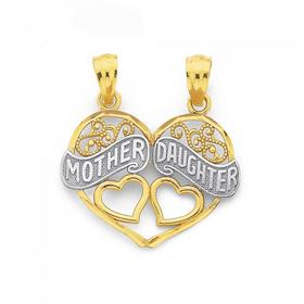 9ct+Gold+Two+Tone+%26%23039%3BMother+%26amp%3B+Daughter%26%23039%3B+Share+Pendant