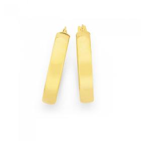 9ct-Gold-4x15mm-Half-Round-Hoop-Earrings on sale