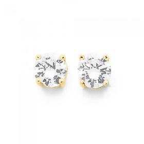 9ct-Gold-Cubic-Zirconia-Round-Stud-Earrings on sale