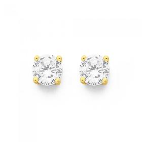 9ct-Gold-5mm-Cubic-Zirconia-Stud-Earrings on sale