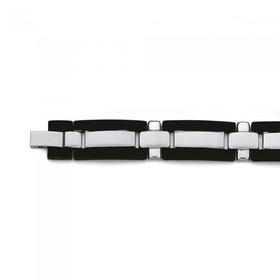 Stainless-Steel-22cm-Black-Satin-Link-Bracelet on sale