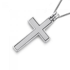 Stainless+Steel+Matte+Centre+Plain+Cross+Gents+Pendant