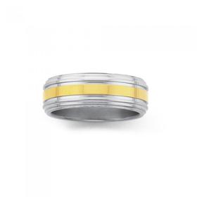 Steel-Gold-Plate-Centre-Ring on sale