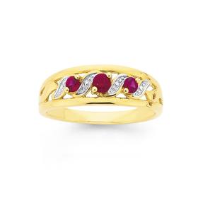 9ct-Gold-Created-Ruby-Filigree-Band on sale