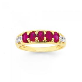 9ct+Created+Ruby+%26+Diamond+Ring