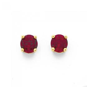 9ct-Gold-Created-Ruby-Stud-Earrings on sale