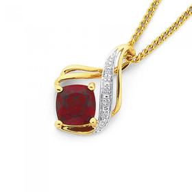 9ct-Gold-Garnet-Diamond-Double-Swirl-Slider-Pendant on sale