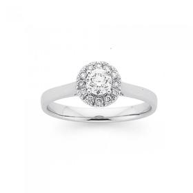 9ct-White-Gold-Diamond-Halo-Ring on sale