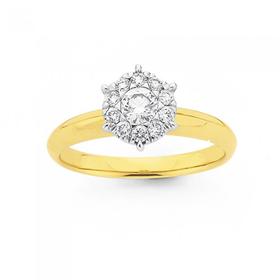 18ct-Gold-Diamond-Cluster-Ring on sale