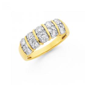 9ct-Gold-Diamond-Wide-Bar-Band on sale