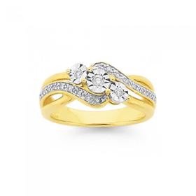 9ct-Gold-Diamond-Trilogy-Swirl-Ring on sale