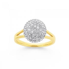 9ct-Gold-Diamond-Round-Cluster-Ring on sale