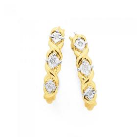 9ct-Gold-Diamond-Hugs-Kisses-Hoop-Earrings on sale