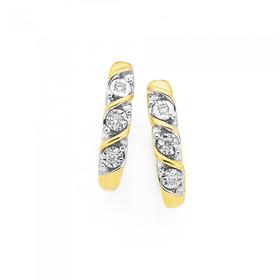 9ct-Gold-Diamond-Twist-Huggie-Earrings on sale