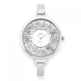 Elite+Ladies+Silver+Tone+Watch