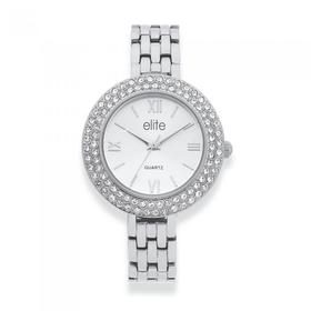 Elite+Ladies+Silver+Tone+Watch