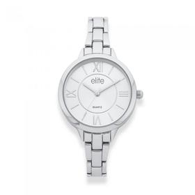 Elite+Ladies+Silver+Tone+Watch