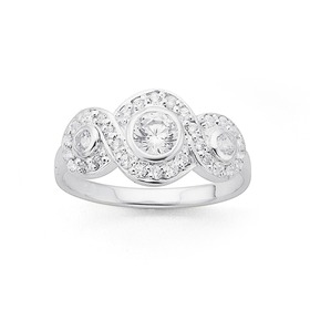 Silver+Bezel+Cubic+Zirconia+Cluster+Ring