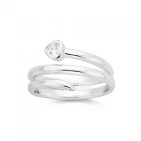 Silver-Cubic-Zirconia-Heart-Wrap-Ring on sale