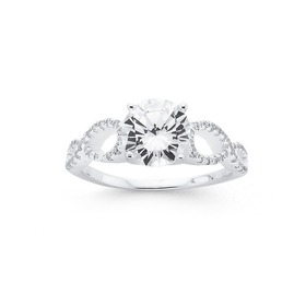 Sterling+Silver+Cubic+Zirconia+Solitaire+and+Infinity+Ring