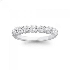 Sterling-Silver-Cubic-Zirconia-Hugs-Kisses-Ring-Size-O on sale