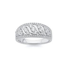 Silver-Cubic-Zirconia-Domed-Wave-Ring on sale