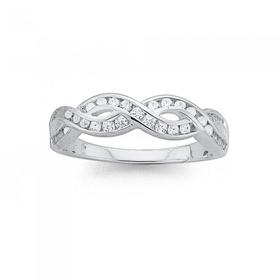 Silver-Cubic-Zirconia-Plait-Ring on sale