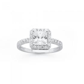 Silver-Cubic-Zirconia-Square-Cluster-Ring on sale