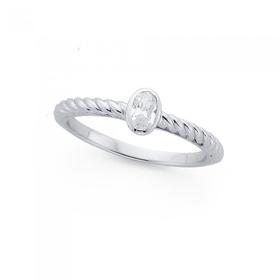 Silver-Bezel-Oval-Cubic-Zirconia-Twist-Friendship-Ring on sale