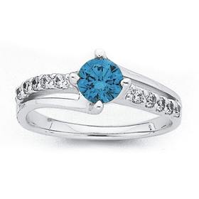 Sterling-Silver-Blue-Cubic-Zirconia-Dress-Ring on sale