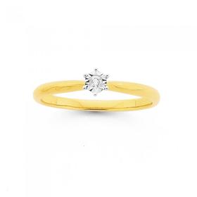 9ct-Two-Tone-Diamond-Solitaire-Engagement-Ring on sale