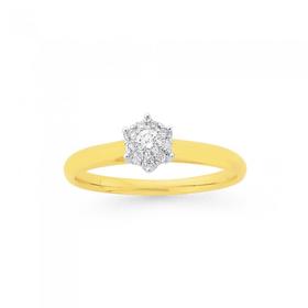 9ct+Gold+Diamond+Cluster+Ring