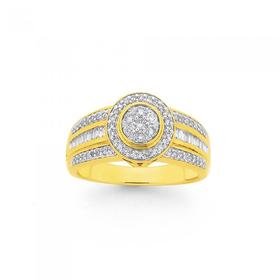 9ct-Diamond-Cluster-Bezel-Set-Dress-Ring on sale