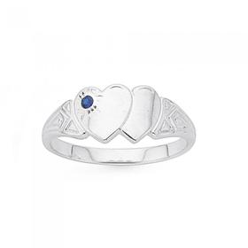 Silver-Double-Heart-Signet-Ring on sale