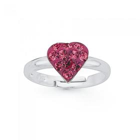 Silver-Pink-Crystal-Heart-Ring on sale