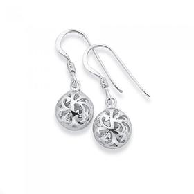 Silver-Filigree-Ball-Hook-Earrings on sale