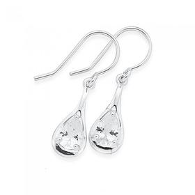 Silver-Cubic-Zirconia-Teardrop-Hook-Earrings on sale