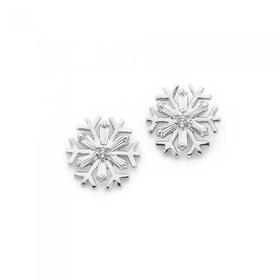 Sterling-Silver-Cubic-Zirconia-Fancy-Snowflake-Earrings on sale