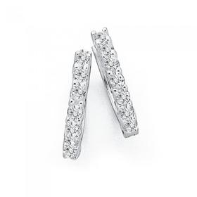 Sterling+Silver+10mm+Cubic+Zirconia+Hoop+Earrings