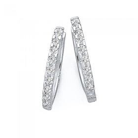 Sterling+Silver+15mm+Cubic+Zirconia+Hoop+Earrings