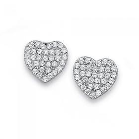 Silver-Pave-Cubic-Zirconia-Heart-Stud-Earrings on sale