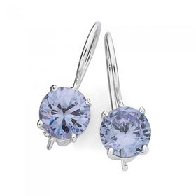 Sterling-Silver-Lavender-Cubic-Zirconia-Euro-Style-Earrings on sale