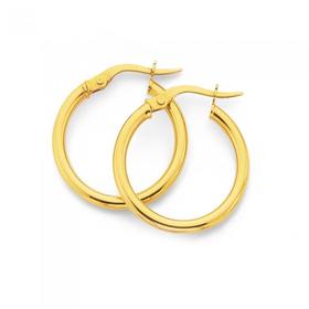 9ct+Gold+2x15mm+Hoop+Earrings