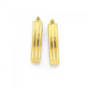 9ct-Gold-15mm-Herringbone-Oval-Hoop-Earrings on sale